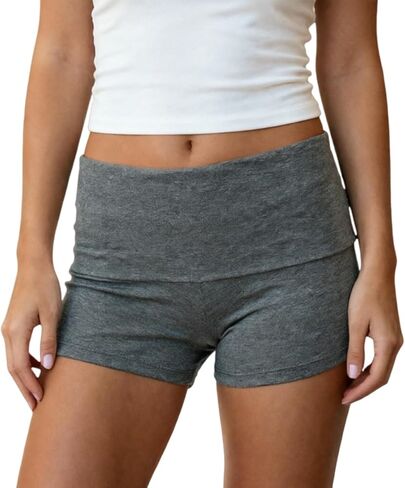 Sunloudy Womens Fold Over Lounge Shorts Low Rise Fold على شورتات النوم النحيفة لطيفة in Kuwait