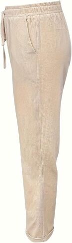 Women's Stylish Straight Leg Pants Drawstring Elastic Waist Casual Folded Bottom Lounge s Slacks in Kuwait