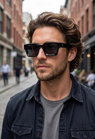 Square Sunglasses, Retro Classic Style, UV400 Protection, Unisex (Black Frame/Black Lens) Made In China in Kuwait