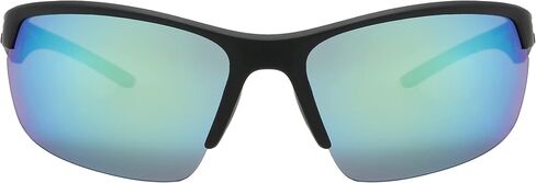 Piranha Glide Men's Sport Sunglasses with Black Half Frame and Green Mirror Lens in Saudi Arabia