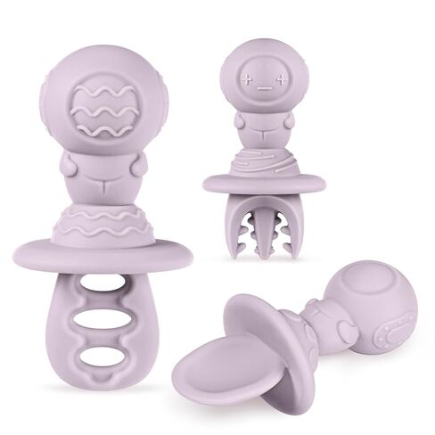 Haakaa Astronaut Beginner Silicone Cutlery Set – Toddler Spoons Self Feeding 6+Months, Baby Led Weaning Supplies, Easy Grip Toddler Utensils, Baby Feeding Essentials in Kuwait
