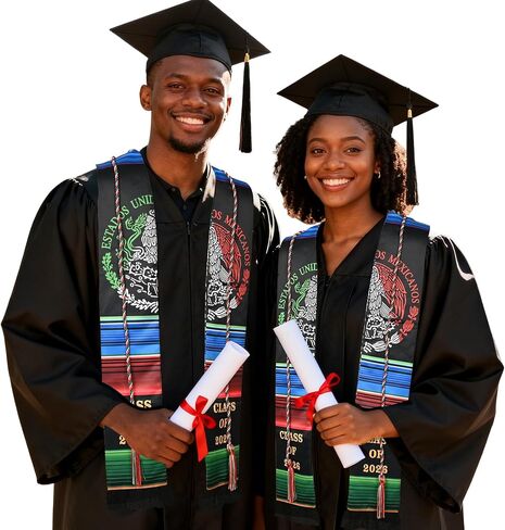 Graduation Stole, Mexican Graduation Sash for 2026 College Graduates Gifts | With Black Tassel & Honor Cord, Satin face, Double-sided in Saudi Arabia