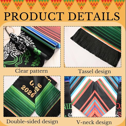 Graduation Stole, Mexican Graduation Sash for 2026 College Graduates Gifts | With Black Tassel & Honor Cord, Satin face, Double-sided in Saudi Arabia