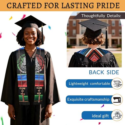 Graduation Stole, Mexican Graduation Sash for 2026 College Graduates Gifts | With Black Tassel & Honor Cord, Satin face, Double-sided in Saudi Arabia