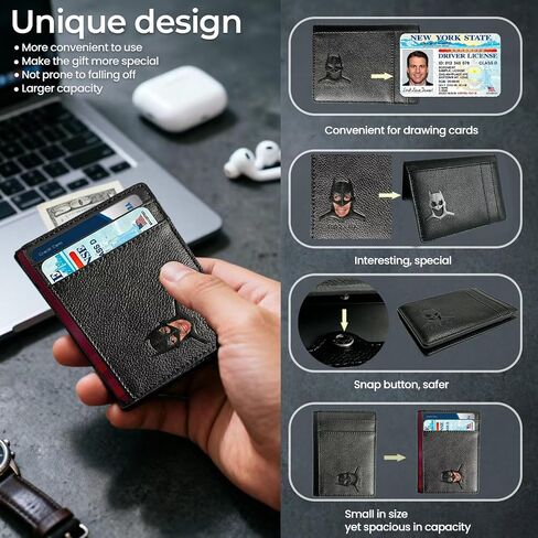 Slim Wallet Bat ID Multiple Card Slots Storing Cash Suitable for Both Men and Women, Wonderful Choice for Special Festival Bat ID Character Hollow-out Design for Wallet，Father'Day Mom'Day in Saudi Arabia