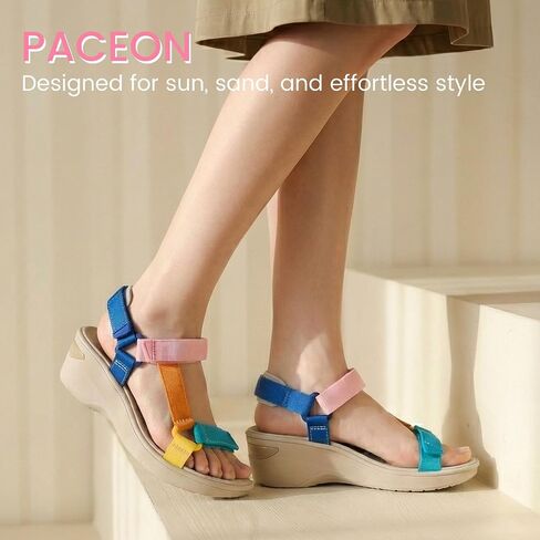 Low Wedge Sandals for Women Comfortable, Platform Open Toe Summer Wedges with Arch Support for Walking, Webbing Casual Women's Wedge Sandals with Adjustable Straps for Beach Vacation Travel Sport Dressy Wide Width in Kuwait