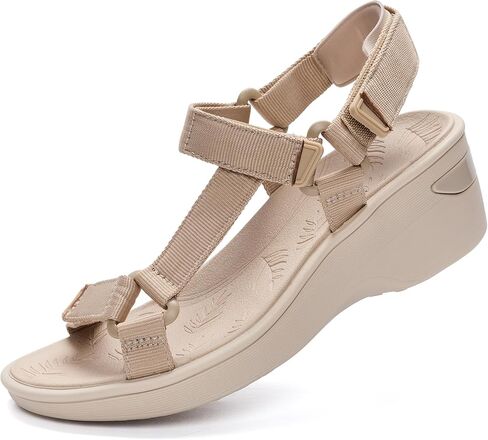 Low Wedge Sandals for Women Comfortable, Platform Open Toe Summer Wedges with Arch Support for Walking, Webbing Casual Women's Wedge Sandals with Adjustable Straps for Beach Vacation Travel Sport Dressy Wide Width in Kuwait