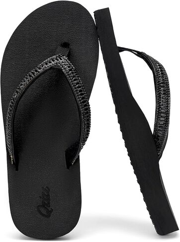 Women's Flip Flops with Rhinestone, Arch Support Yoga Mat Comfortable Lightweight Walking Summer Beach Thong Sandals in Saudi Arabia