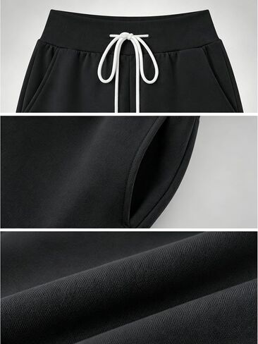 Women's High Waist Drawstring Casual Pants Straight Leg Trousers with Pockets for Workout in Kuwait