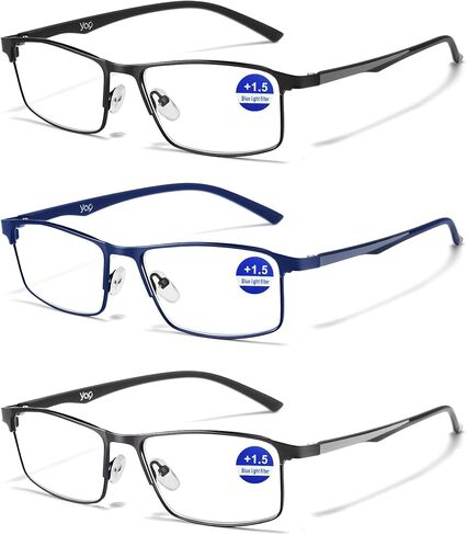 3 Pack Blue Light Blocking Reading Glasses Durable Metal Frame & Flexible Temples Customer Favorite Comfort Readers in Saudi Arabia