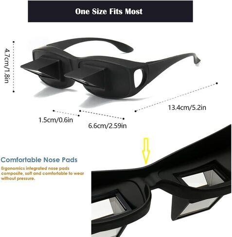 Lazy Glasses 90 Degree Horizontal Prism Glasses for Laying Down Reading and Watching TV Lazy Spectacles Glasses Over Glasses HD Reading Glasses, Myopia Presbyopic usable, Neck Pain Relief, Unisex in Saudi Arabia