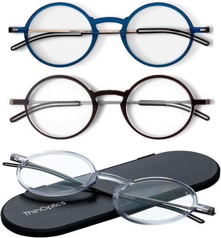 Always With You by ThinOptics 3 Pack Reading Glasses + 1 Slim Case – Readers Attach to Phone, Tablet, or Fit in Your Pocket in Saudi Arabia