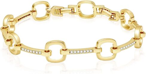 Dainty 14k Gold Plated Bracelets for Women,Trendy Cubic Zircon Link Chain Bracelet Charm Jewelry Gift for Wedding Birthday Party in Kuwait