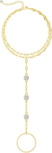 NECOCY Gold Hand Chain Ring Bracelet - Dainty Layered Hand Link Bracelet for Women Waterproof Bracelets Jewelry Gift for Women in Kuwait
