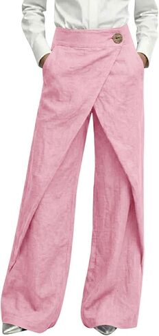 2026 High Waisted Dressy Pants for Women Wrap Straight Trousers Splited Palazzo Business Skirt Pant for Vacation Work in Saudi Arabia