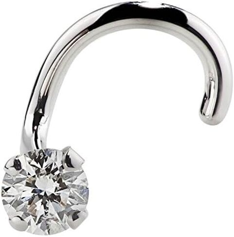 FreshTrends Cubic Zirconia Nose Ring Twist - 14K Nickel-Free White Gold Nose Screw - 1.5mm, 2mm, 3mm Stud 18 Gauge (1.5mm) in Saudi Arabia