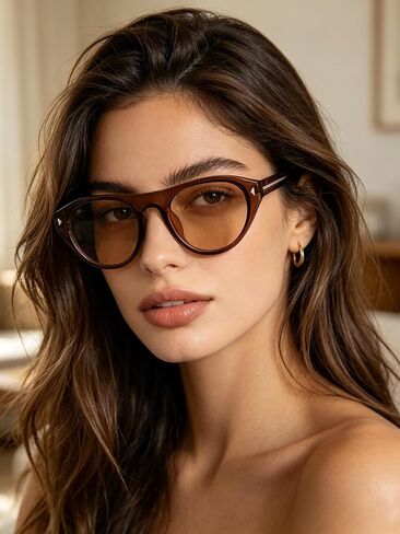 Haqptul Retro Oval Cat Eye Sunglasses for Women Trendy Small Narrow Frame Shades Vintage in Saudi Arabia