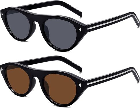 Haqptul Retro Oval Cat Eye Sunglasses for Women Trendy Small Narrow Frame Shades Vintage in Saudi Arabia