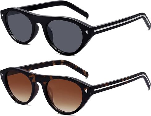 Haqptul Retro Oval Cat Eye Sunglasses for Women Trendy Small Narrow Frame Shades Vintage in Saudi Arabia