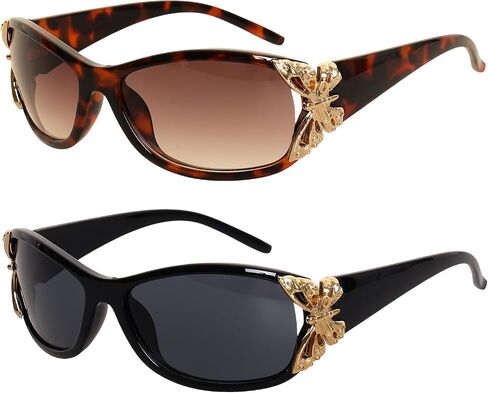 Avxdbr 2 Pack Women Oversized Sunglasses Y2K Fashion UV400 Butterfly Sunglasses Set Gradient Lens Sun Glasses for Women Beach Travel Driving Outdoor Summer Eyewear in Saudi Arabia