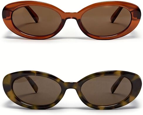 VISOONE Vintage Oval Sunglasses for Women Retro 90s Y2K Trendy Thick Frame UV400 JALIN in Kuwait