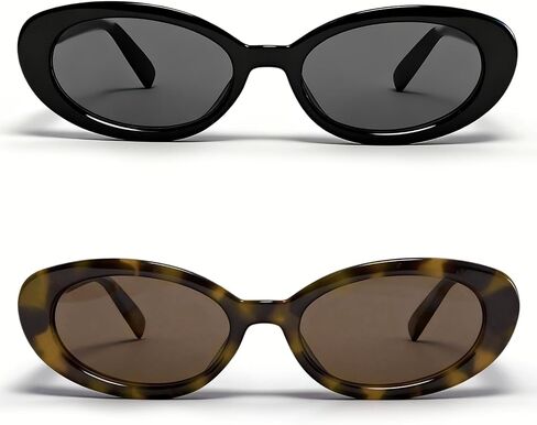 VISOONE Vintage Oval Sunglasses for Women Retro 90s Y2K Trendy Thick Frame UV400 JALIN in Kuwait
