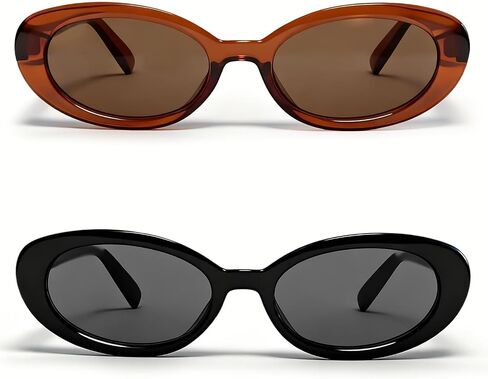 VISOONE Vintage Oval Sunglasses for Women Retro 90s Y2K Trendy Thick Frame UV400 JALIN in Kuwait