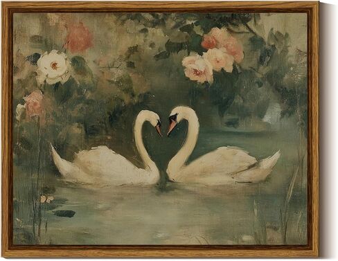 InSimSea Framed Canvas Vintage Wall Art, Moody Botanical Floral Roses Waterfall Painting for Bathroom, Rustic Farmhouse Nature Wall Decor for Bedroom Living Room, 8x10 Inch in Saudi Arabia