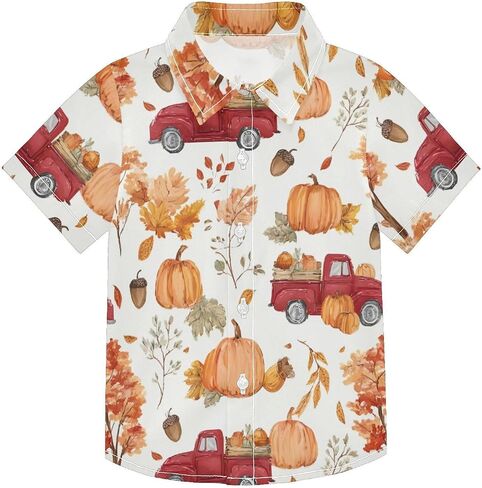 Boy's Shirt Short Sleeve Vintage Pastel Floral Pattern Shirts Casual Button Down Tops for Kids in Saudi Arabia