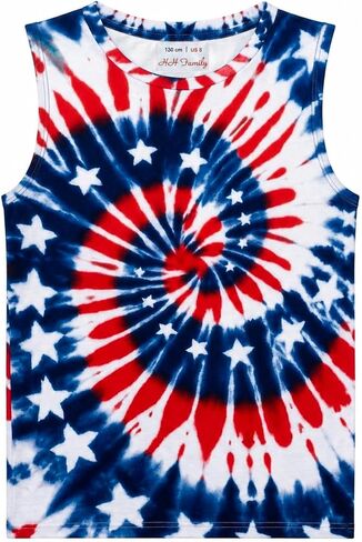 Kids 4th of July Tank Top, Boys Girls Patriotic Sleeveless Shirt USA Flag Star Stripe Summer Outfit in Saudi Arabia