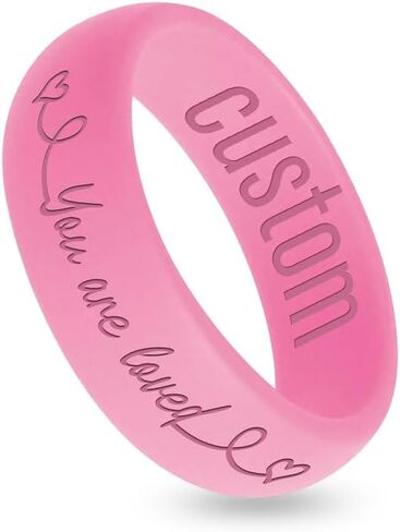 Personalized You are Loved Neon Personalized Silicone Ring, Cancer Support Ring, Cancer Awareness Ring for Women in Saudi Arabia
