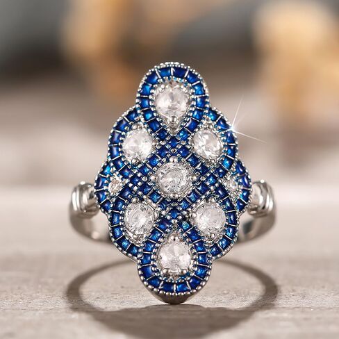Aesthetic Statement Jewelry Ring for Women Luxury Bright Cubic Zirconia Party Jewelry in Kuwait