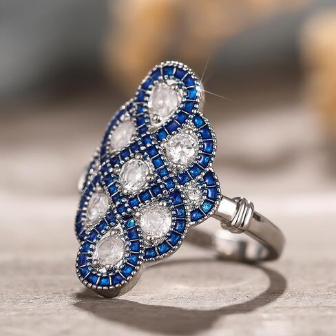 Aesthetic Statement Jewelry Ring for Women Luxury Bright Cubic Zirconia Party Jewelry in Kuwait