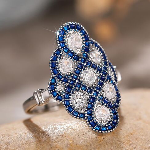 Aesthetic Statement Jewelry Ring for Women Luxury Bright Cubic Zirconia Party Jewelry in Kuwait