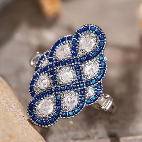 Aesthetic Statement Jewelry Ring for Women Luxury Bright Cubic Zirconia Party Jewelry in Kuwait