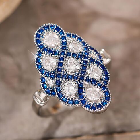 Aesthetic Statement Jewelry Ring for Women Luxury Bright Cubic Zirconia Party Jewelry in Kuwait