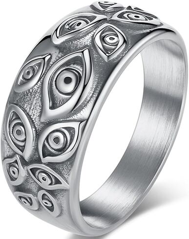 JUDE Jewelers Retro Vintage Stainless Steel Evil Eyes Cocktail Party Biker Halloween Ring in Kuwait