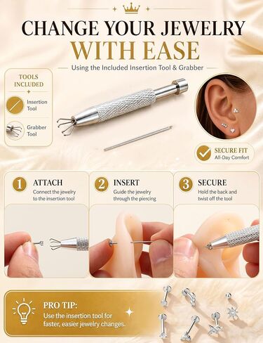 Drperfect 16G/18G Flat Back Stud Earrings for Women, Hypoallergenic Surgical Steel Gold Silver Plated Internal Thread Stud Piercing Jewelry for Tragus Helix Cartilage Conch Nose Lip Medusa Piercing in Saudi Arabia