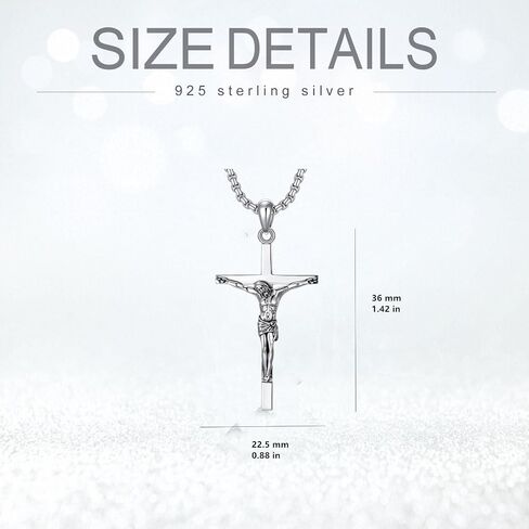 Crucifix Pendant Necklaces For Men Women Sterling Silver Cross Pendant With Stainless Steel Chain Religious Christian Jewelry Unisex Necklace For Father Christimas in Saudi Arabia