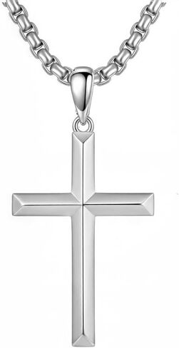 Crucifix Pendant Necklaces For Men Women Sterling Silver Cross Pendant With Stainless Steel Chain Religious Christian Jewelry Unisex Necklace For Father Christimas in Saudi Arabia