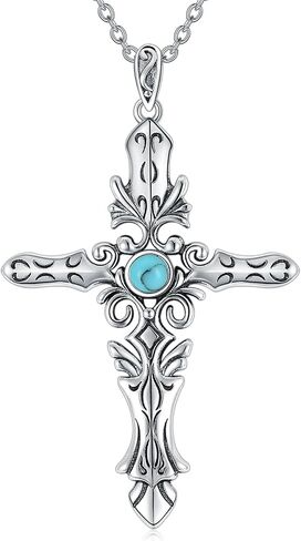 Crucifix Pendant Necklaces For Men Women Sterling Silver Cross Pendant With Stainless Steel Chain Religious Christian Jewelry Unisex Necklace For Father Christimas in Saudi Arabia