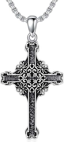 Crucifix Pendant Necklaces For Men Women Sterling Silver Cross Pendant With Stainless Steel Chain Religious Christian Jewelry Unisex Necklace For Father Christimas in Saudi Arabia