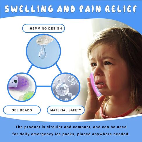 Kids Ice Pack, Hot or Cold Pack Gel Cooling Pad, Reusable for Injuries Medical Health,Swelling and Pain Relief, Tired Eyes, Child Injury, Headache, Sinus Relief (Set of 8) in Saudi Arabia