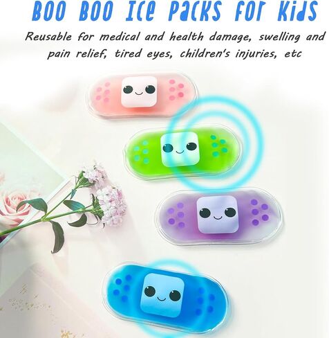 Kids Ice Pack, Hot or Cold Pack Gel Cooling Pad, Reusable for Injuries Medical Health,Swelling and Pain Relief, Tired Eyes, Child Injury, Headache, Sinus Relief (Set of 8) in Saudi Arabia