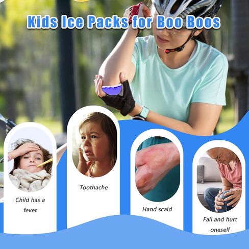 Kids Ice Pack, Hot or Cold Pack Gel Cooling Pad, Reusable for Injuries Medical Health,Swelling and Pain Relief, Tired Eyes, Child Injury, Headache, Sinus Relief (Set of 8) in Saudi Arabia
