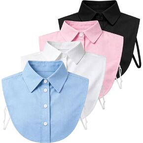 4 Pcs Fake Collar Detachable Dickey Collar Faux False Half Shirt Blouse Collars Tops for Women Girls Daily Outfits Graduation Halloween Costume Accessories (Black, white, blue, pink) in Saudi Arabia