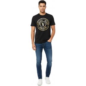 VERSACE JEANS COUTURE Black/Gold Mens Oversized Screen Print Logo T-Shirt in Kuwait
