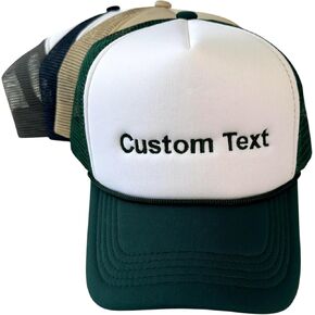 Custom Embroidered Foam Trucker Hat, Personalized Mesh Snapback Cap, Add Your Own Text, Name & Quote, Custom Thread & Font Options for Men & Women White in Saudi Arabia