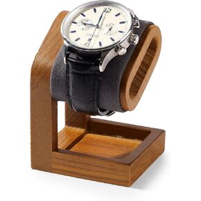Solid Wood Watch Display Stand T-bar PU Leather Watch Stand Holder Organizer For Men And Women Oval Corner Base Jewelry Accessory Organizer for Store and Home (Black) in Saudi Arabia