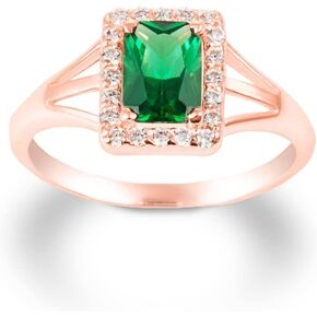 Elegant 10k Gold Emerald-Cut May Birthstone Cubic Zirconia Art Deco Ring in Saudi Arabia